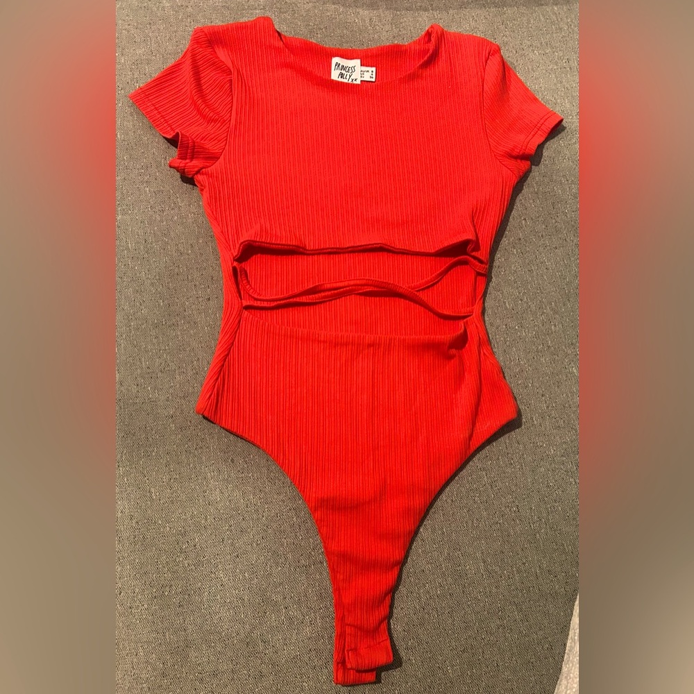 Princess Polly Xx coral/red body suit, size 4